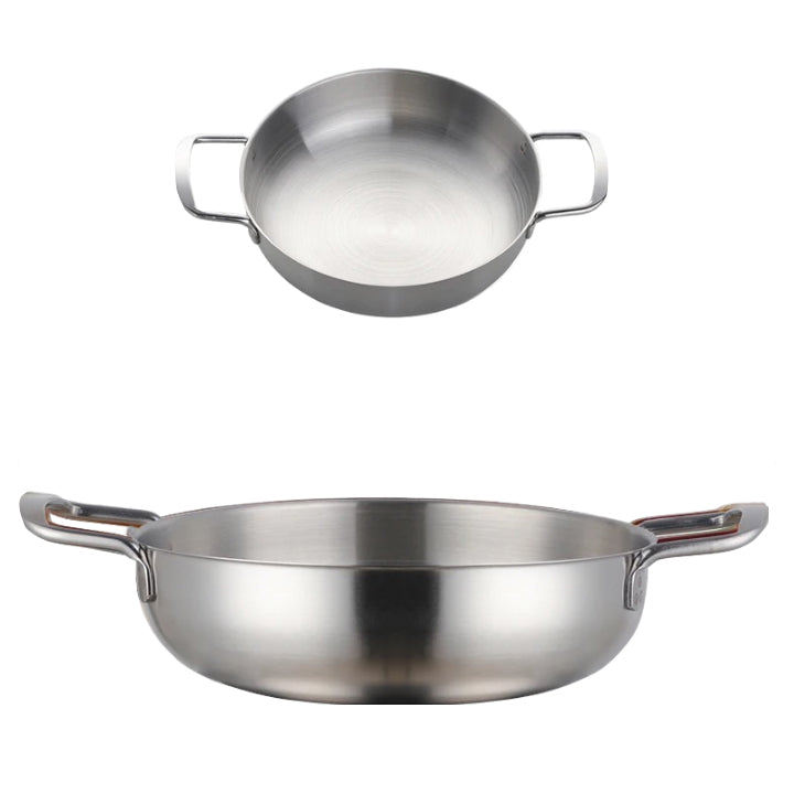 Anygleam Stock Pot 2pcs Silver-S-L Stainless Steel HotPot Without Lid Single-Layer Cooking Soup Noodle Sea Food Home Kitchen Restaurant Tools