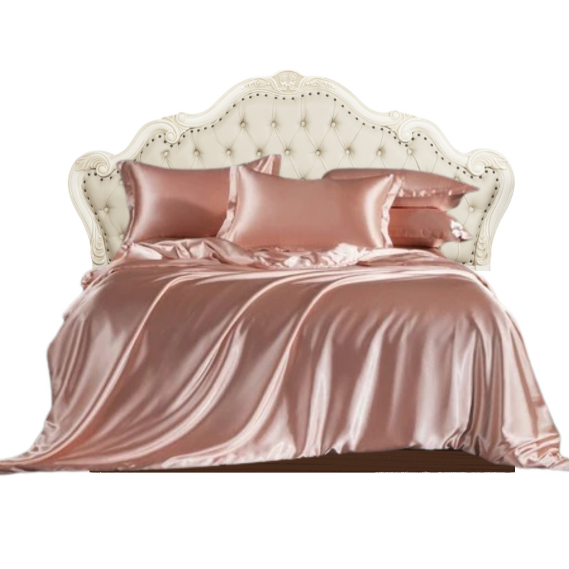 ANYHOUZ Bed Sheet Pink Natural Mulberry Silk Duvet Cover Set