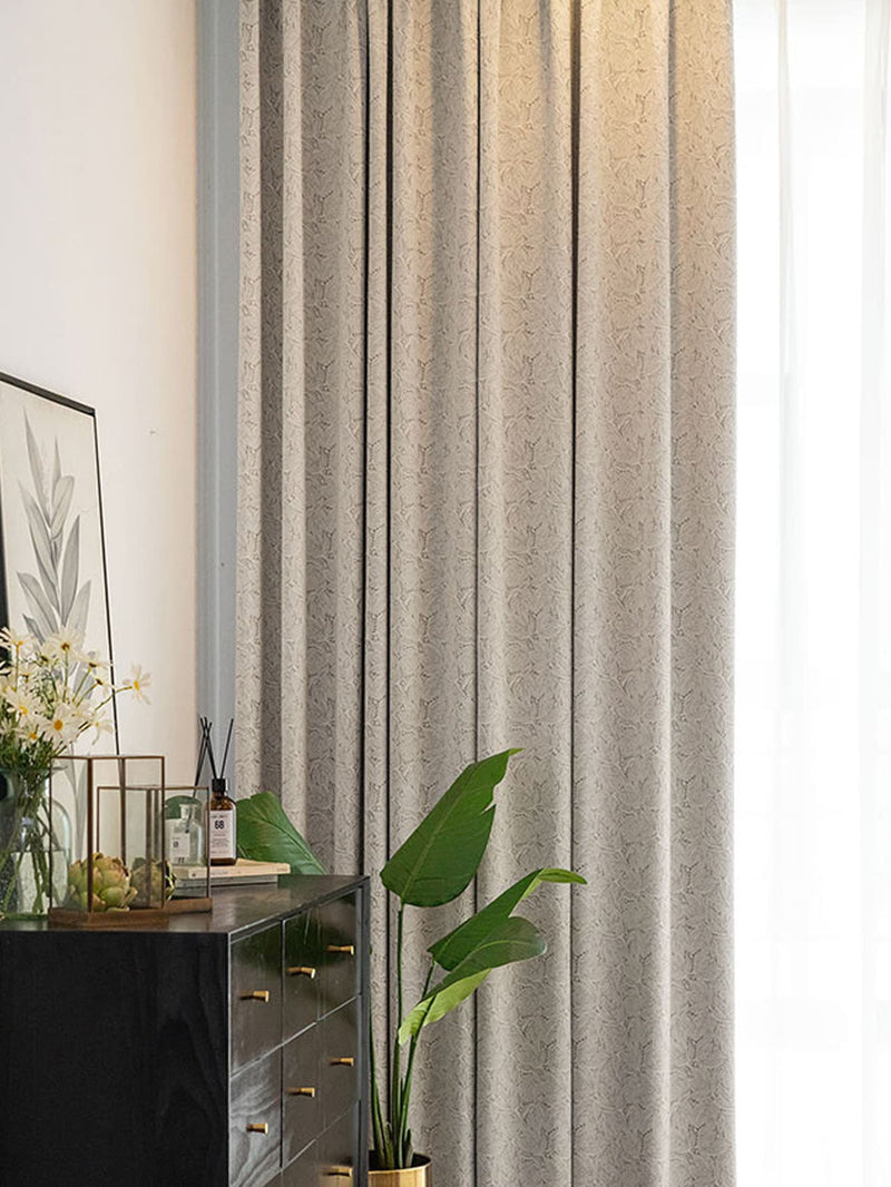 Anydrape Curtain Beige 150cmx250cm Romantic French Linen Jacquard Lace Blackout Curtain