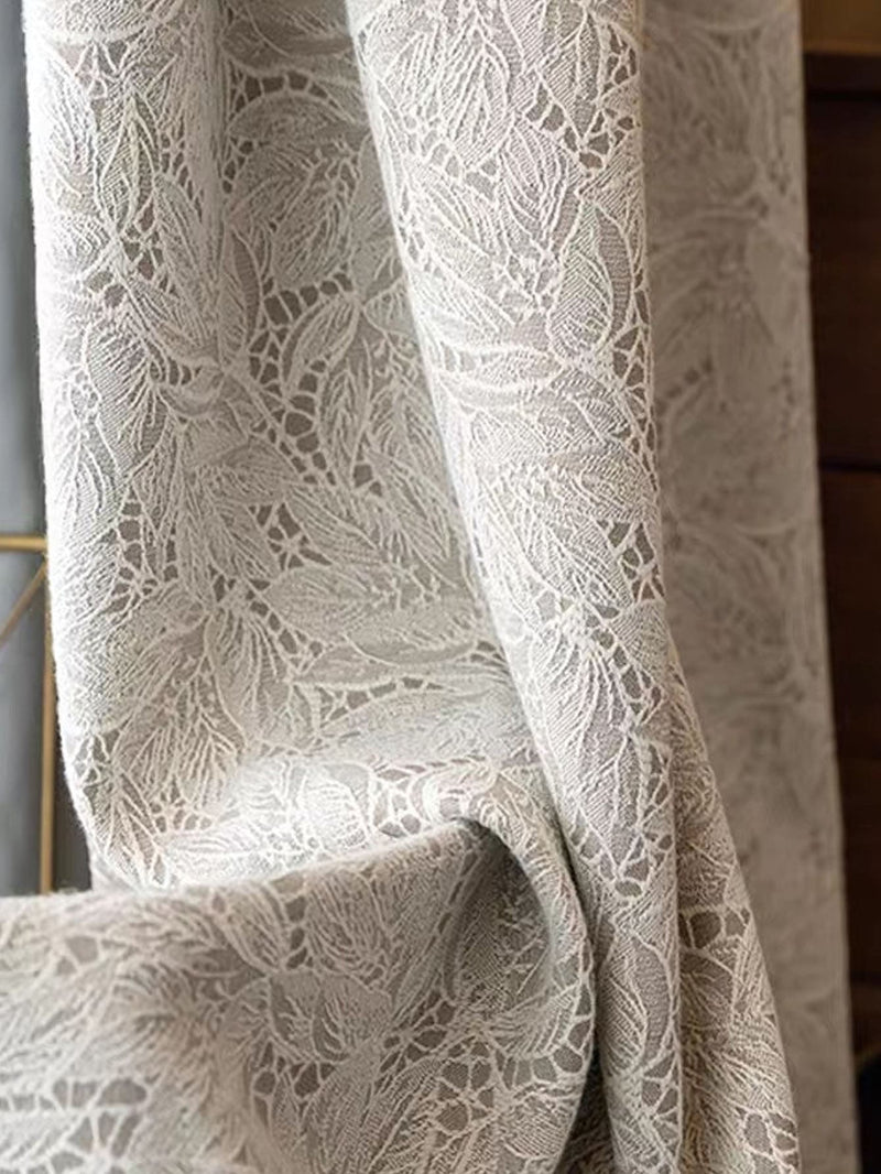 Anydrape Curtain Beige 200cmx250cm Romantic French Linen Jacquard Lace Blackout Curtain