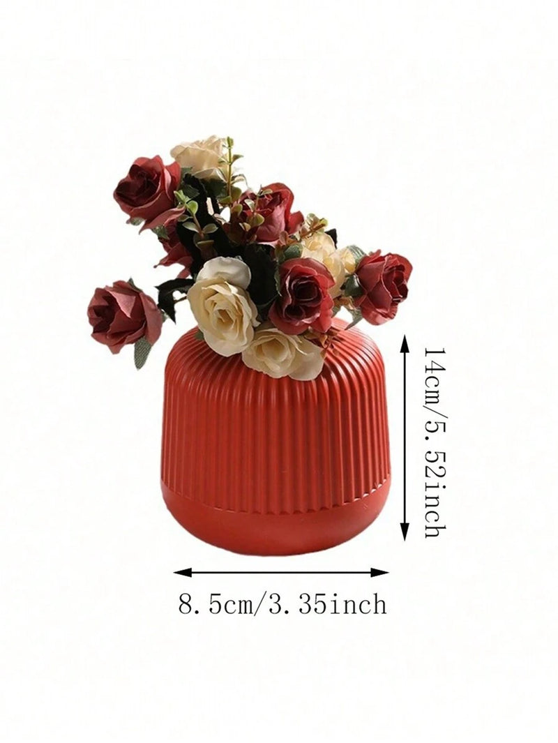ANYDECO Flower Vase Coral Red Small Nordic Plastic Pot Home Decor