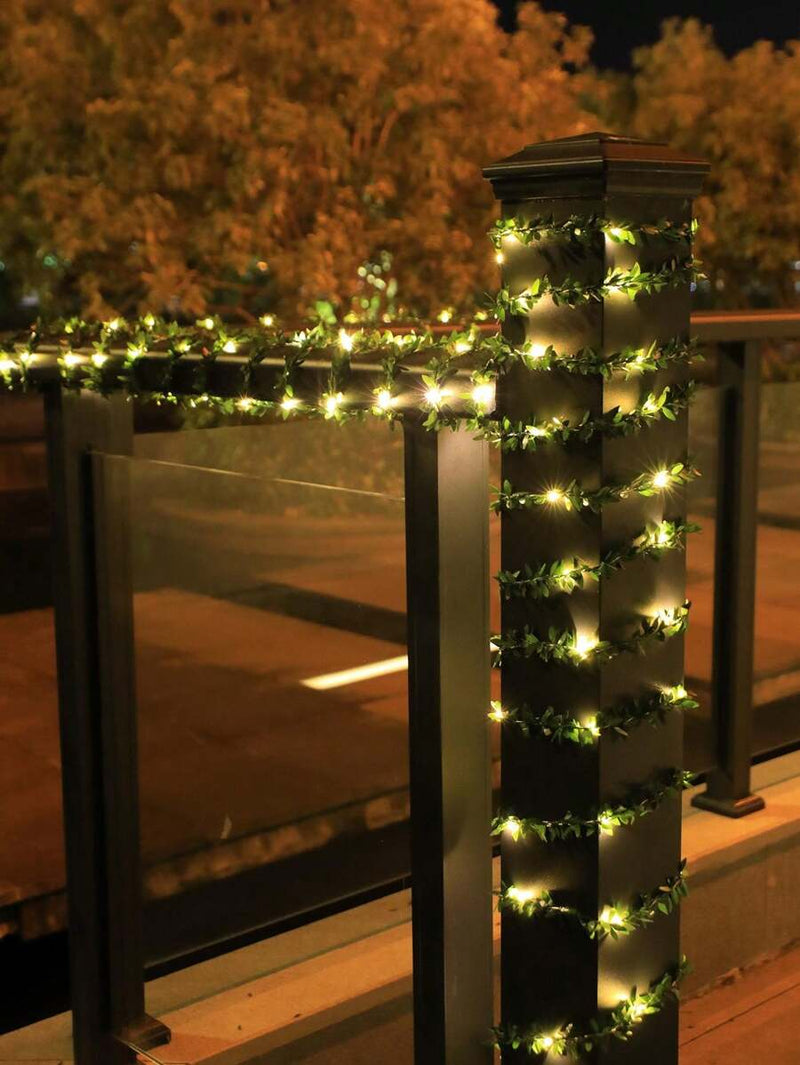 ANYDECO String Gleam Leaf Vines Green LED Artificial Hanging Lights for Party Decor