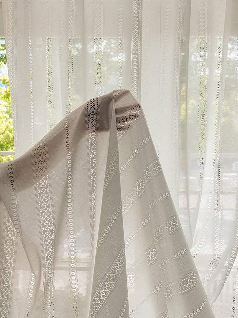 Anydrape Curtain White 100cmx270cm Embroidered Lace Fashionable Window Curtain