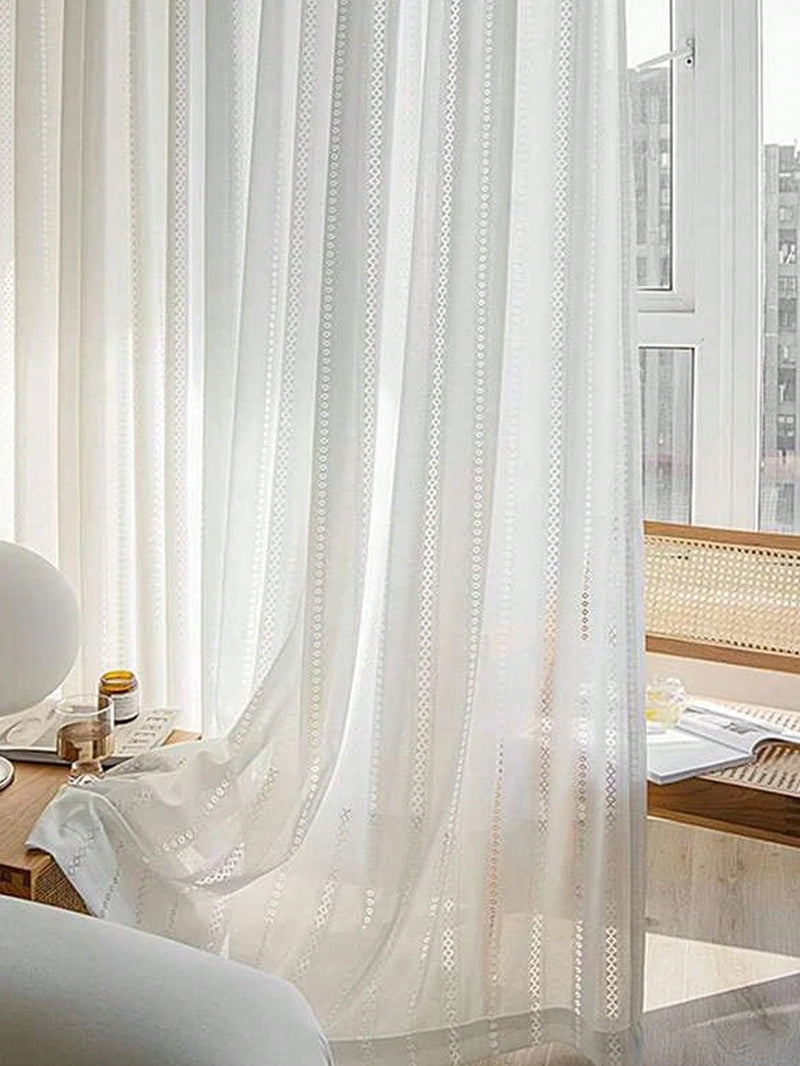 Anydrape Curtain White 100cmx270cm Embroidered Lace Fashionable Window Curtain