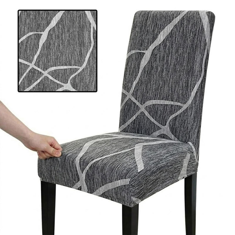 Anyseat Dark Grey Wave Design Chair Cover – Elastic Slipcover with Anti‑Dirt Protection for Dining Room, Kitchen, Wedding, Hotel, Banquet & Restaurant