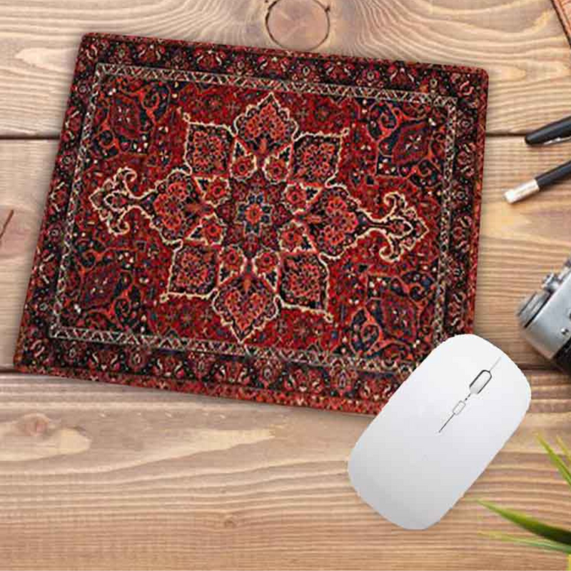ANYMOB Mouse Pad Dark Red 22X18CM Persian Tribal Carpet Computer Office Desk Non-Slip Mat