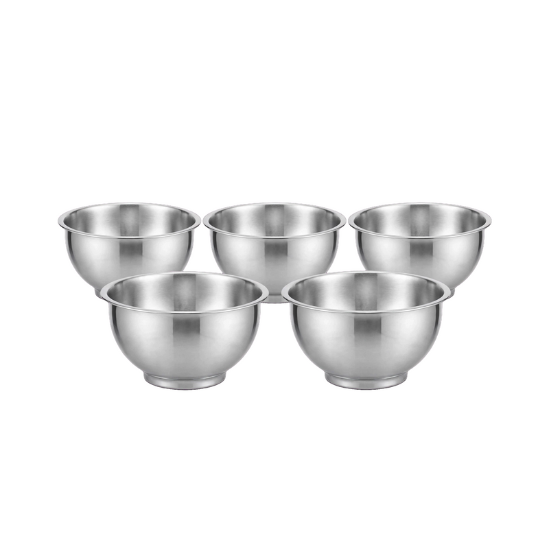 Anygleam Silver Rice Bowls – 5Pcs Big Stainless Steel, Single-Layer Anti-Scalding Cooking Utensils
