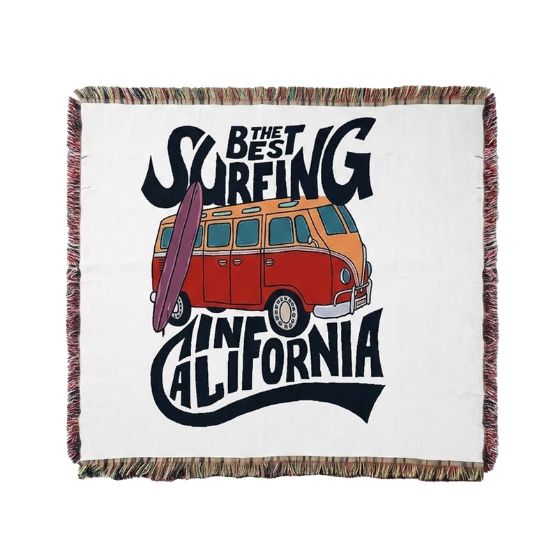 Anycozy Surfing California Throw Blanket – Soft Tassel Sofa & Bed Cover
