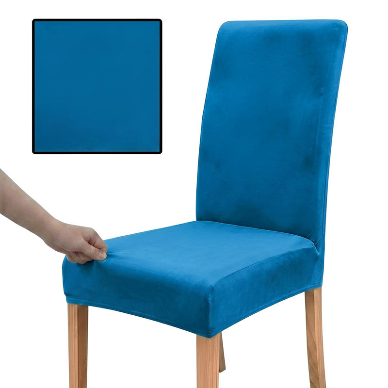 Anyseat Blue Velvet Dining Chair Cover – Plush Stretchable Slipcover for Kitchen & Dining Room Chairs