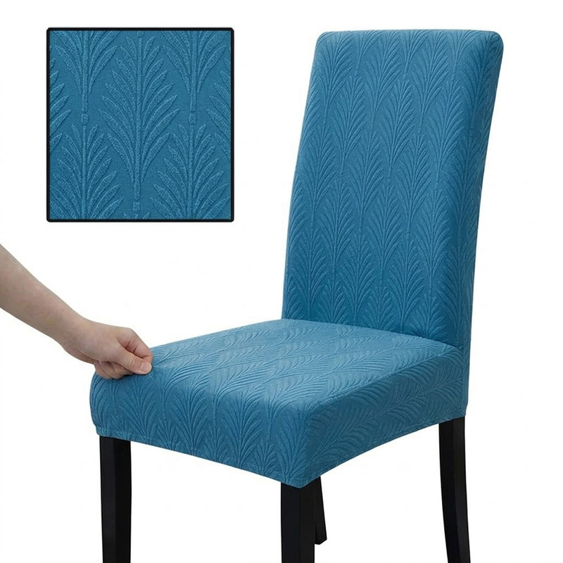 Anyseat Blue Series Leaf Lines Design Chair Cover – Elastic Anti‑Dirt Design for Dining, Kitchen, Wedding, Hotel & Banquet Use