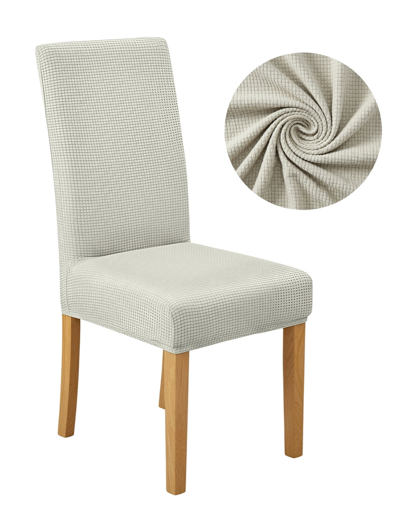 Anyseat Off White Waterproof Chair Cover – Corn Kernel Pattern Stretch Slipcover for Dining Room