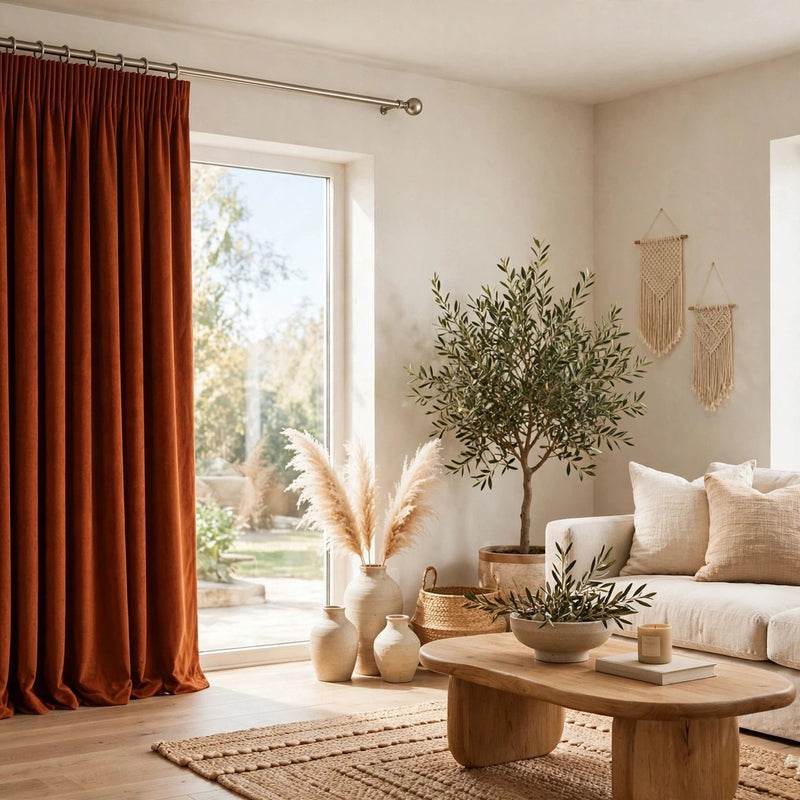 Anydrape Orange Velvet Blackout Curtains – High‑Quality Modern Luxury Drapes for Living Room, Bedroom & Dining Windows