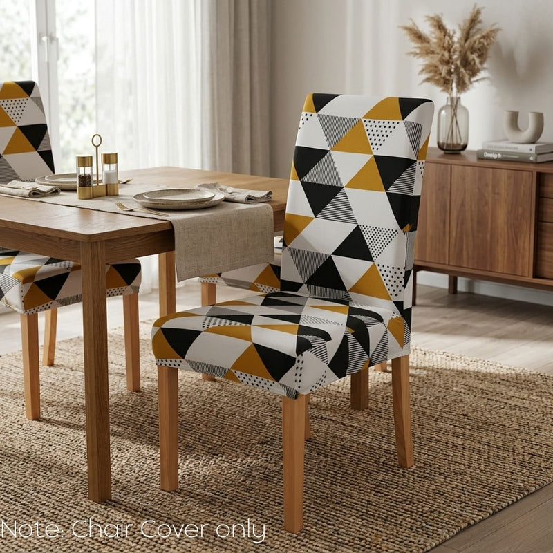 Anyseat Tri Color Geometric Design Pattern Print Elastic Chair Cover – Plain Dining Slipcover & Home Décor