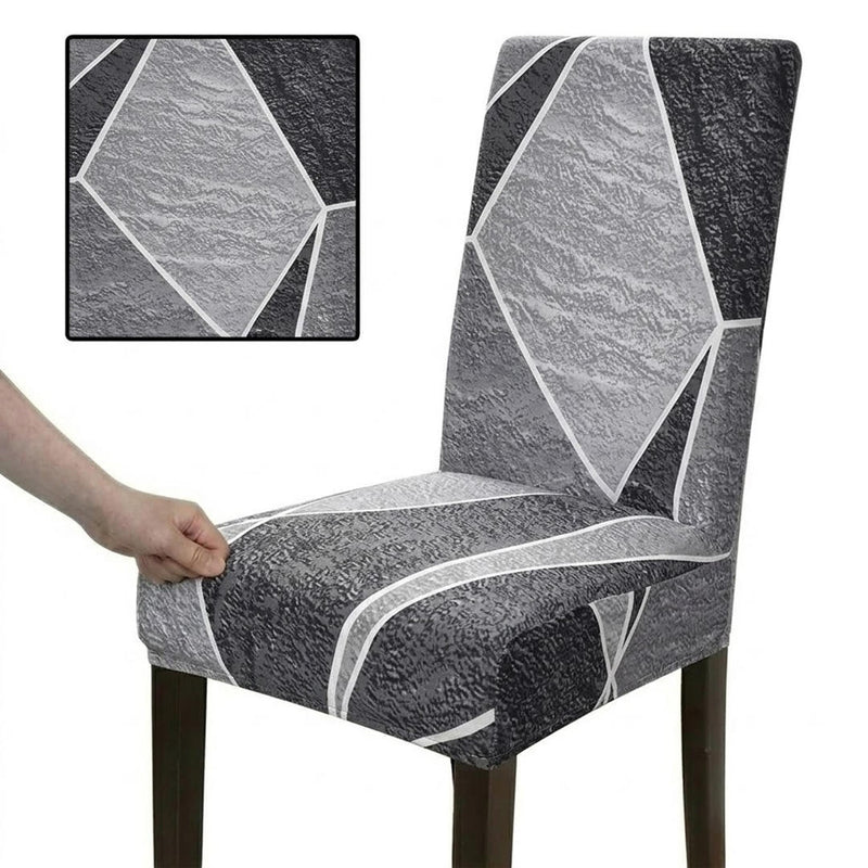 Anyseat Grey with Shapes Design Chair Cover – Elastic Slipcover with Anti‑Dirt Protection for Dining Room, Kitchen, Wedding, Hotel, Banquet & Restaurant