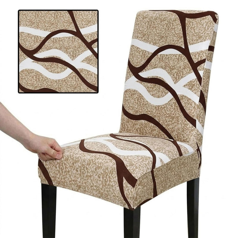 Anyseat Khaki Wave Pattern Design Chair Cover – Elastic Slipcover with Anti‑Dirt Protection for Dining Room, Kitchen, Wedding, Hotel, Banquet & Restaurant