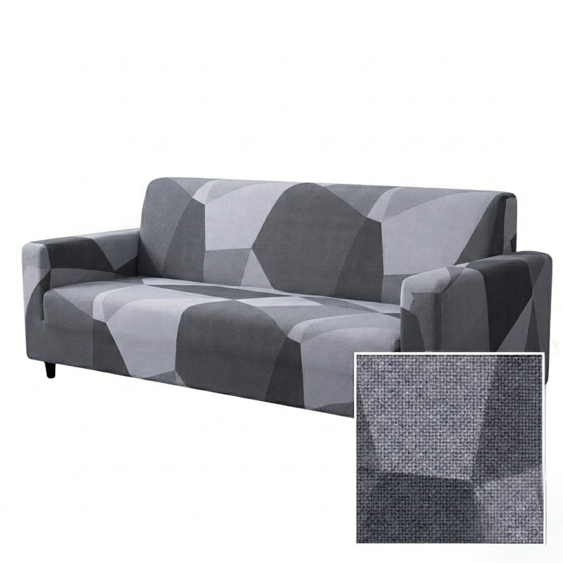 Anyseat White Gray Geometric Style Sofa Cover – Stretchable Slipcover for Living Room Chair Protection