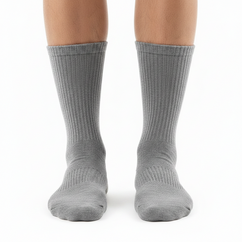 Anyfootwear 5 Pairs Size 2-6 Fashion Socks High Quality Office Sports Business Long Socks Cotton Solid Colors Skateboard Knitted Casual Grey