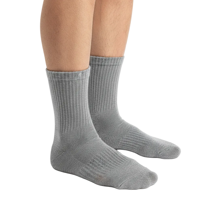 Anyfootwear 5 Pairs Grey Size 10-14 Fashion Socks High Quality Office Sports Business Long Socks Cotton Solid Colors Skateboard Knitted Casual