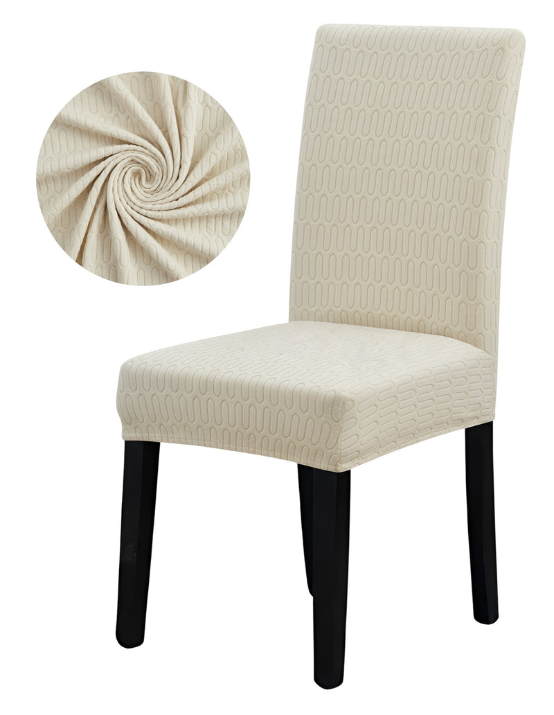 Anyseat Beige Wavey Lines Design Chair Cover – Elastic Anti‑Dirt Design for Dining, Kitchen, Wedding, Hotel & Banquet Use