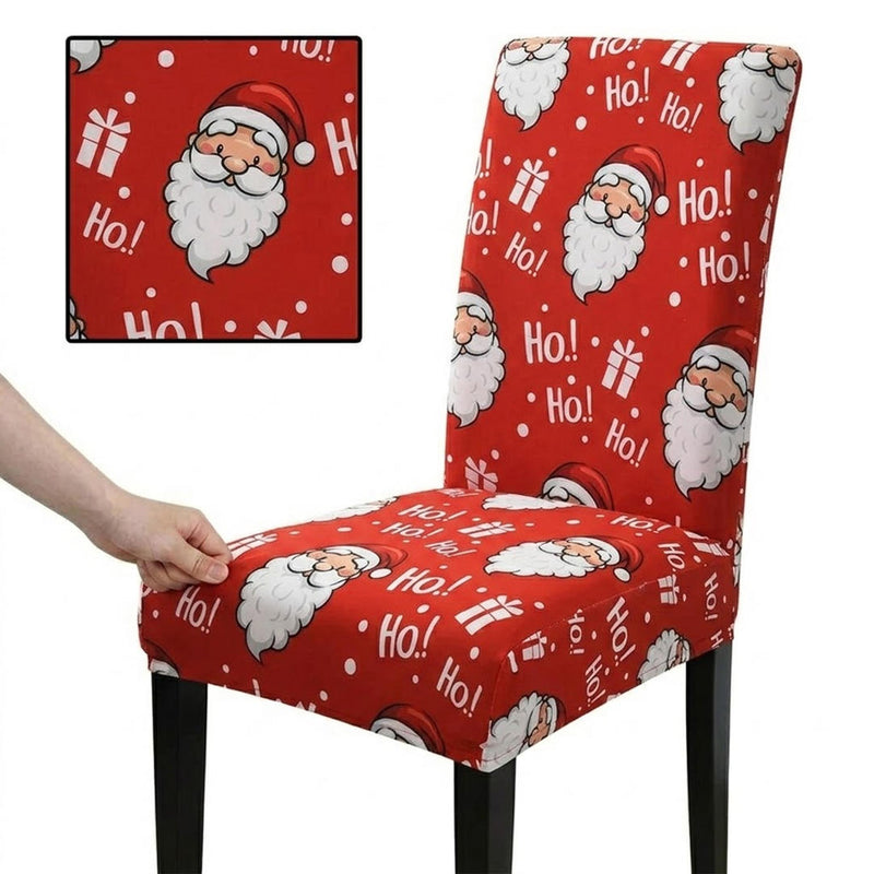 Anyseat Red Santa Claus Ho Design Chair Cover – Elastic Slipcover with Anti‑Dirt Protection for Dining Room, Kitchen, Wedding, Hotel, Banquet & Restaurant
