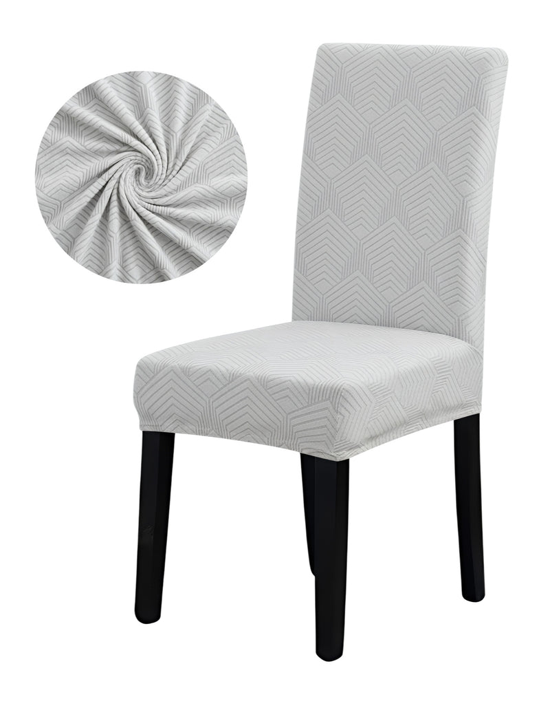 Anyseat Light Grey Geometric Lines Design Chair Cover – Elastic Anti‑Dirt Design for Dining, Kitchen, Wedding, Hotel & Banquet Use