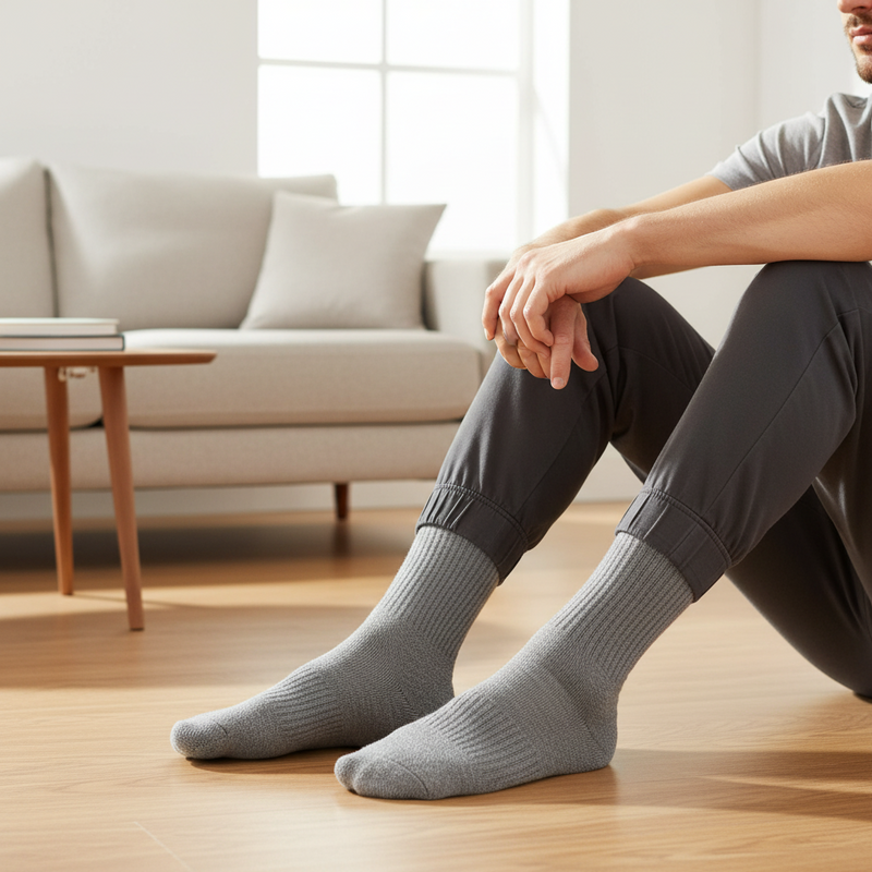 Anyfootwear 5 Pairs Grey Size 10-14 Fashion Socks High Quality Office Sports Business Long Socks Cotton Solid Colors Skateboard Knitted Casual