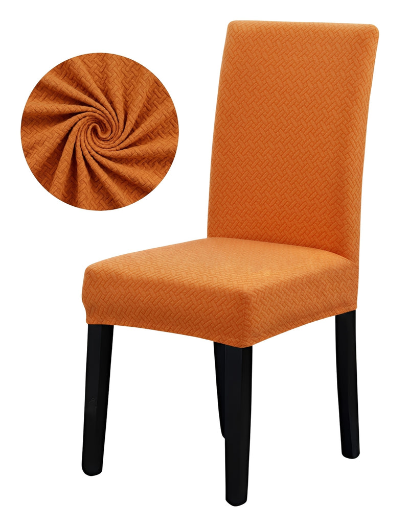 Anyseat Orange Knitted Chair Cover – Elastic Anti‑Dirt Design for Dining, Kitchen, Wedding, Hotel & Banquet Use