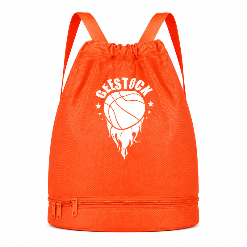 Orange Basketball Drawstring Backpack – Sports Gym Bag for Players and Fans