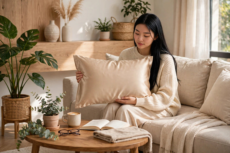 ANYHOUZ Pillowcase 51x66cm Gold Natural Mulberry Silk For Comfortable And Relaxing Home Bed