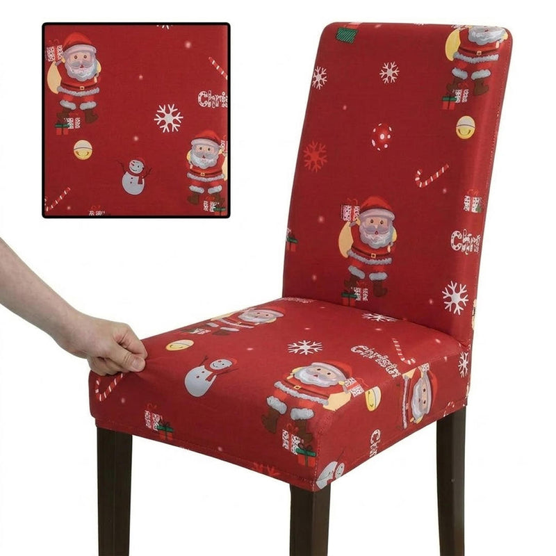 Anyseat Red Santa Gift Snowman Design Chair Cover – Elastic Slipcover with Anti‑Dirt Protection for Dining Room, Kitchen, Wedding, Hotel, Banquet & Restaurant