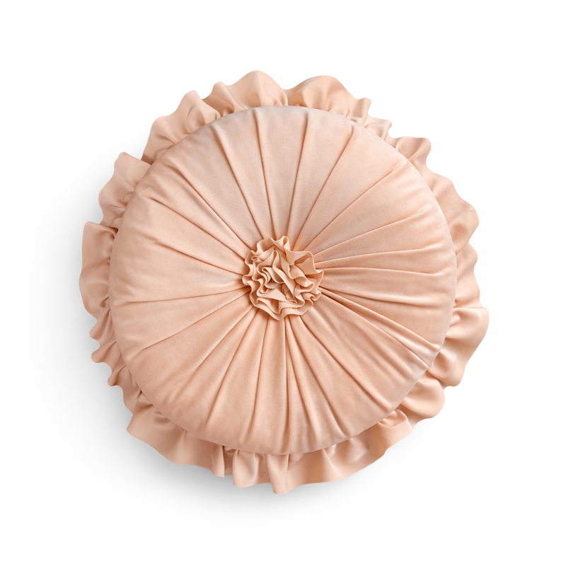 Anypillow Flower Round Velvet Cushion – Soft Plush Decorative Pillow