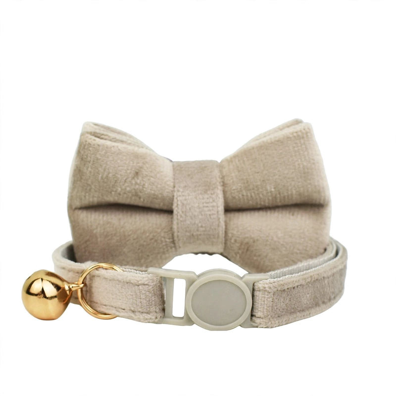Anypet Cat Collar Beige Bow Large with Safety Buckle, Bell, and Durable Strap Stylish and Comfortable Pet Accessory