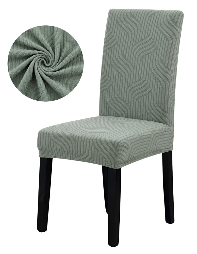 Anyseat Green Linear Knitted Chair Cover – Elastic Anti‑Dirt Design for Dining, Kitchen, Wedding, Hotel & Banquet Use