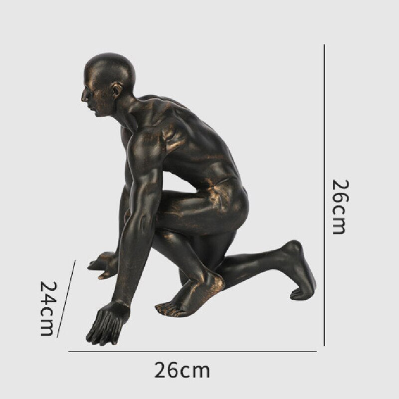 ANYHOUZ Luxury Gold Metal – Running Man Athlete Figurine Sculpture for Living Room, House Display & Elegant Crafts Ornaments