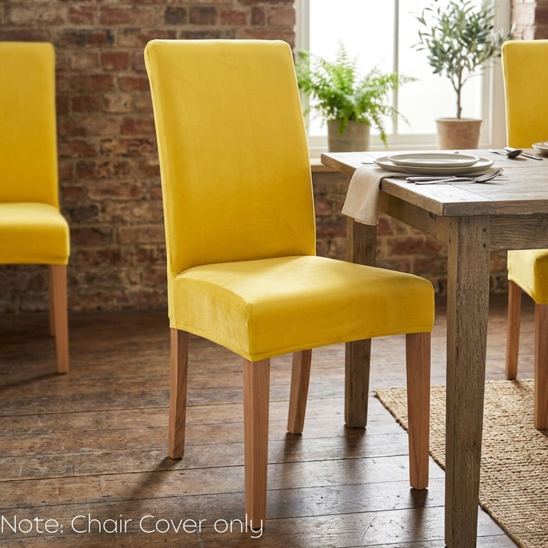 Anyseat Turmeric Velvet Dining Chair Cover – Plush Stretchable Slipcover for Kitchen & Dining Room Chairs
