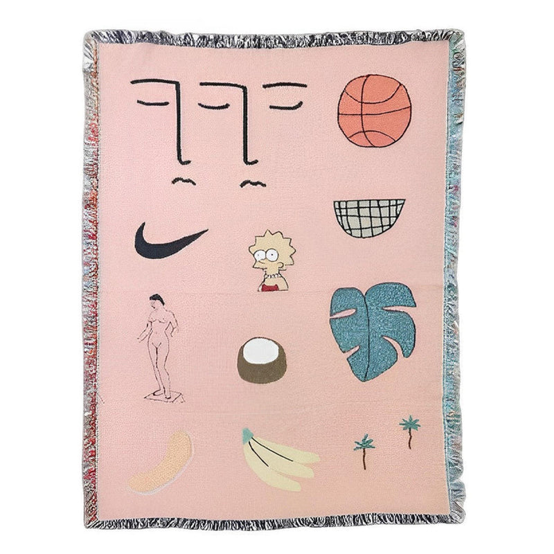 Anycozy Pink Hawaiian Tapestry Throw Blanket – Decorative Sofa Cover & Outdoor Leisure Mat