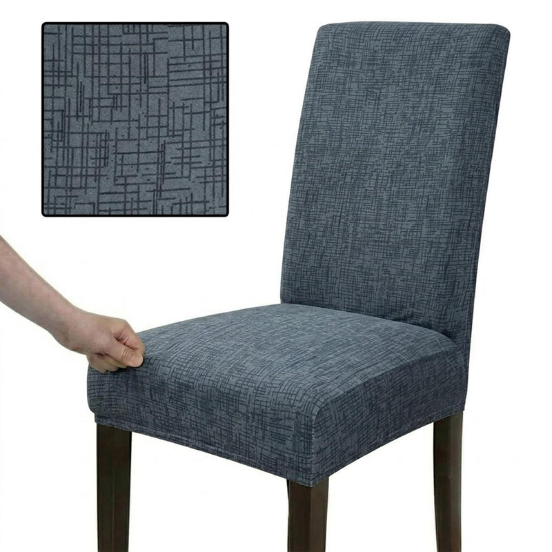 Anyseat Dark Grey Linear Pattern Design Chair Cover – Elastic Slipcover with Anti‑Dirt Protection for Dining Room, Kitchen, Wedding, Hotel, Banquet & Restaurant