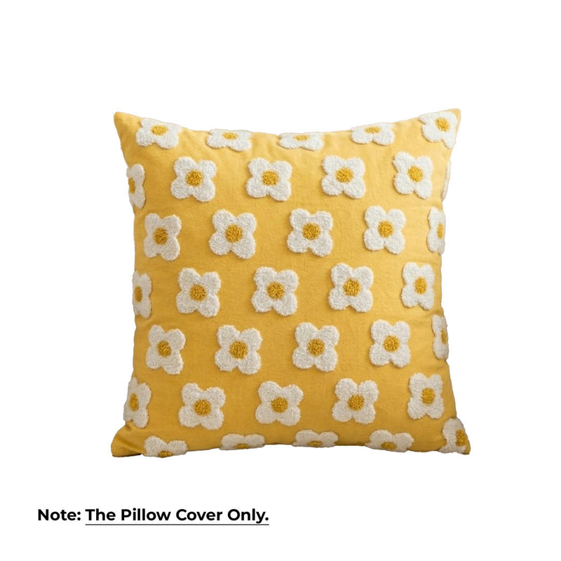 Anypillow Daisy Floral Embroidered Pillowcase Decorative Cushion Cover