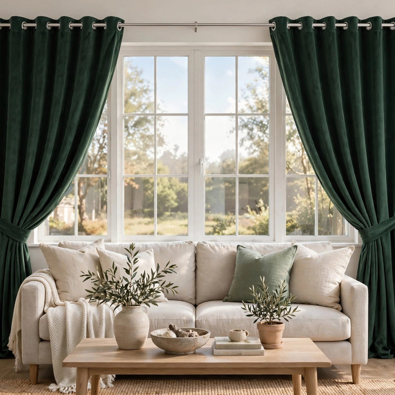 Anydrape Green Velvet Blackout Curtains – High‑Quality Modern Luxury Drapes for Living Room, Bedroom & Dining Windows