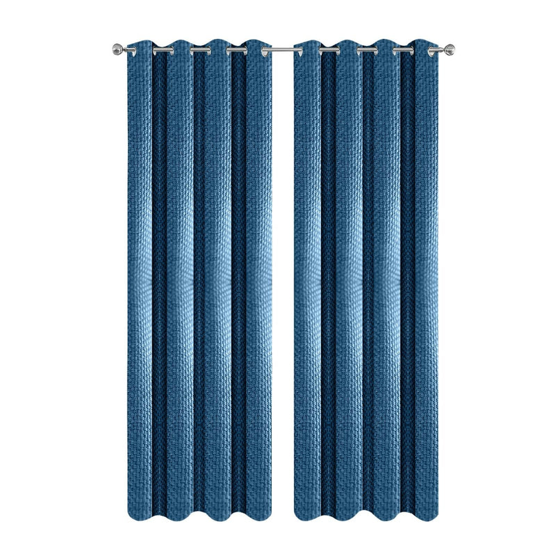 Anydrape Dark Blue Waffle Plaid Luxury Curtains – Modern Textured Drapes for Living Room, Bedroom & Dining Decor