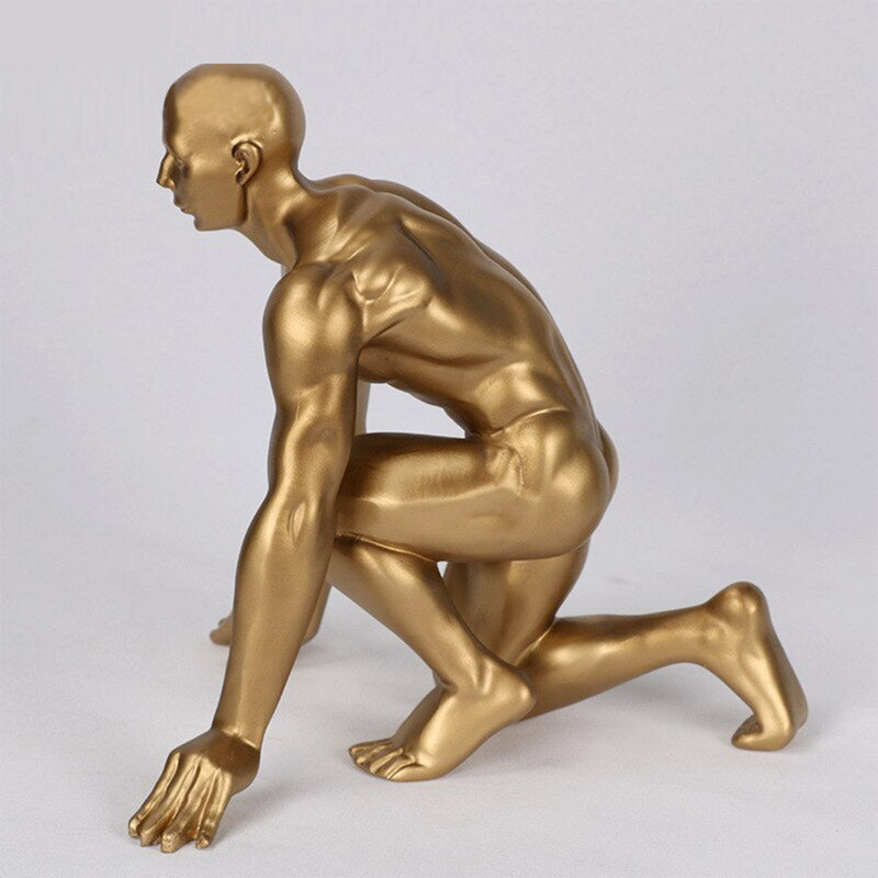 ANYHOUZ Luxury Gold Metal – Running Man Athlete Figurine Sculpture for Living Room, House Display & Elegant Crafts Ornaments