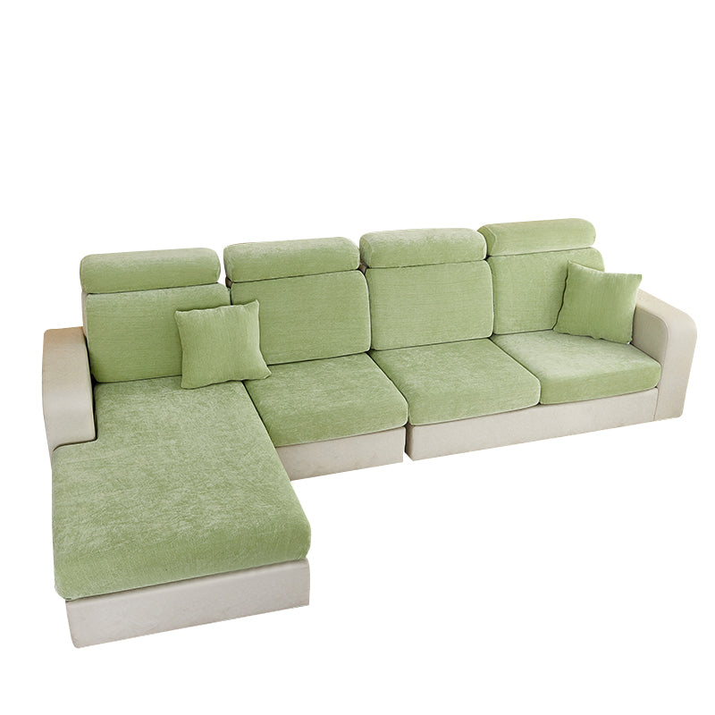 Anyseat Sofa Cover Mint Green L-Shape Polyester Chenille Thick Stretchable Cushion For Living Room Back Cushion