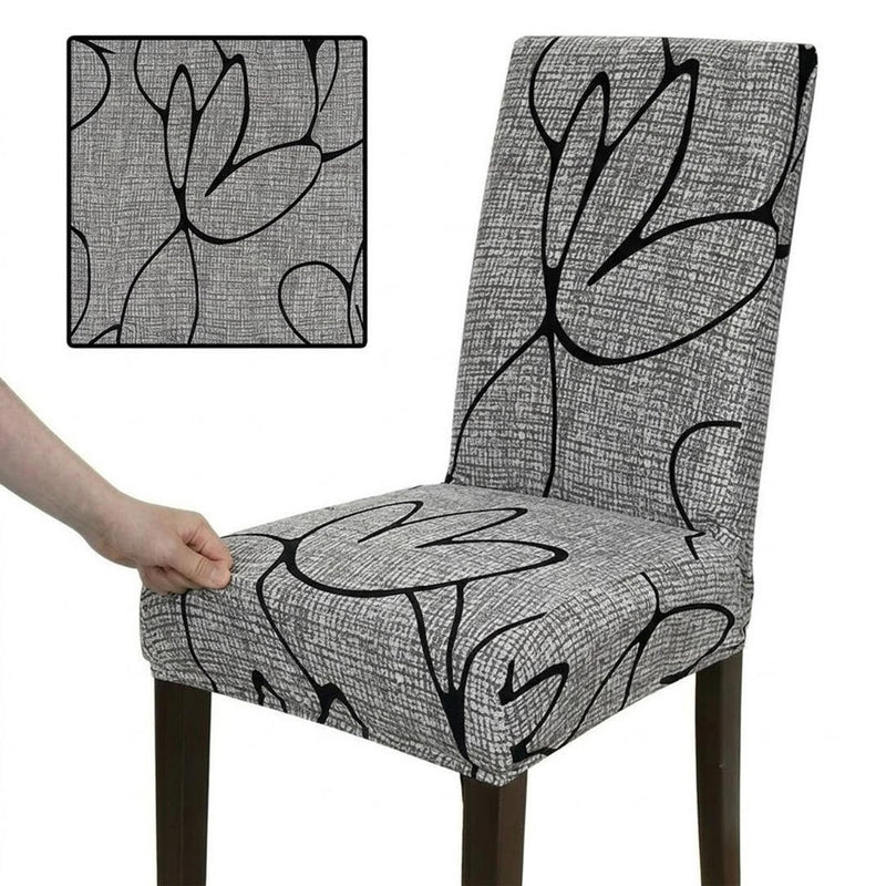 Anyseat Grey Simple Floral Design Chair Cover – Elastic Slipcover with Anti‑Dirt Protection for Dining Room, Kitchen, Wedding, Hotel, Banquet & Restaurant