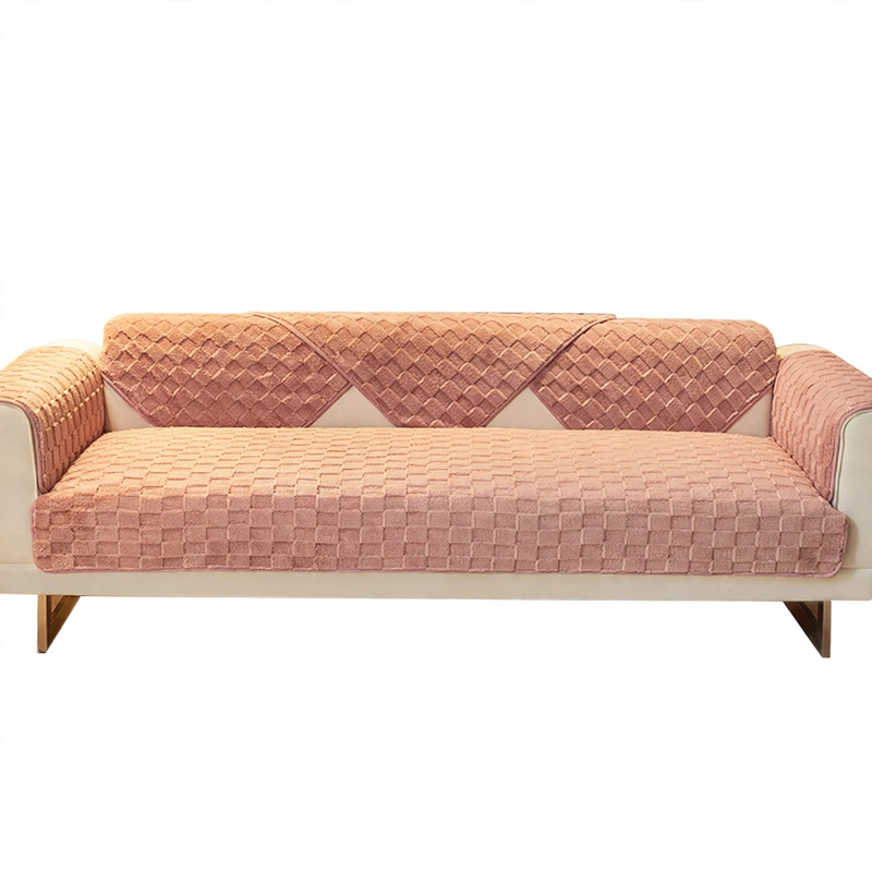 Anyseat Sofa Towel Super Soft Dark Pink Velvet Plush Non-slip Sectional Sofa Covers for Living Room Thick L-shape Couch Covers