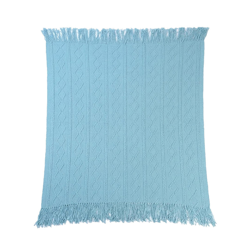 Anycozy Sky Blue Faux Cashmere Throw Blanket – Diamond Knit Sofa Cover & Home Decor Accent