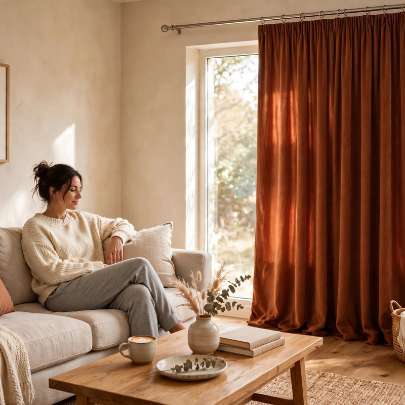 Anydrape Orange Velvet Blackout Curtains – High‑Quality Modern Luxury Drapes for Living Room, Bedroom & Dining Windows