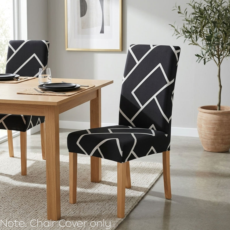 Anyseat Black Square Lattice Print Elastic Chair Cover – Plain Dining Slipcover & Home Décor