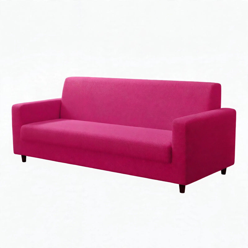 Anyhouz 4 Seater Sofa Cover Plain Magenta Style and Protection For Living Room Sofa Chair Elastic Stretchable Slipcover