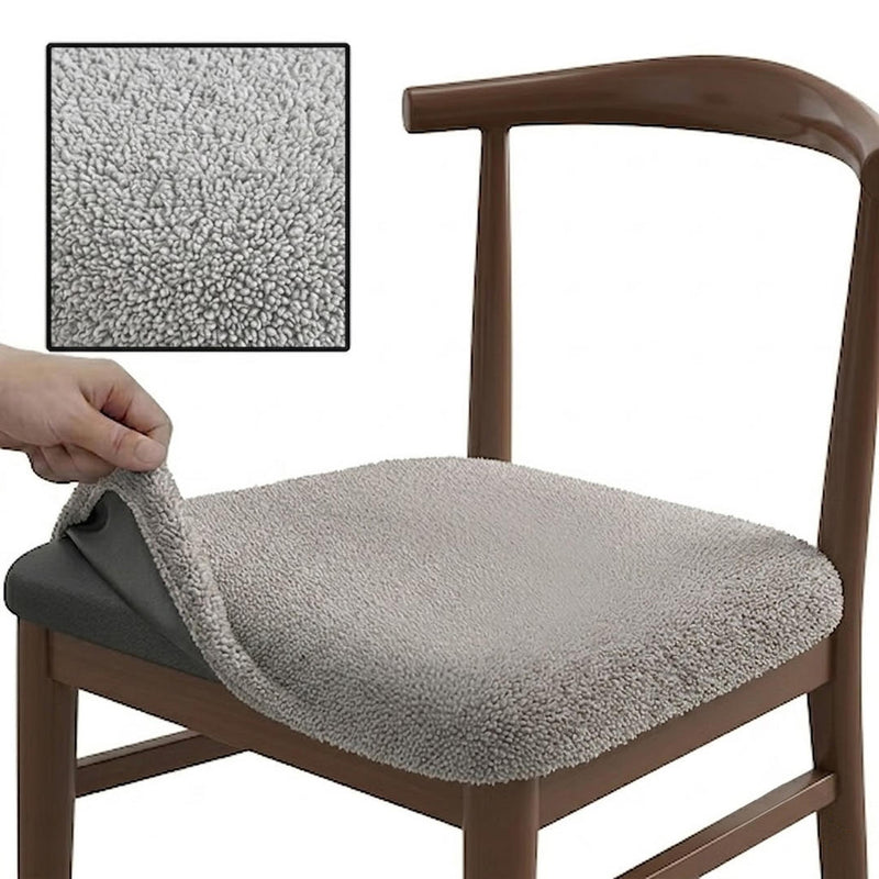 Anyseat Grey Fur Stretch Chair Cover – Washable, Removable Dining & Kitchen Seat Protector
