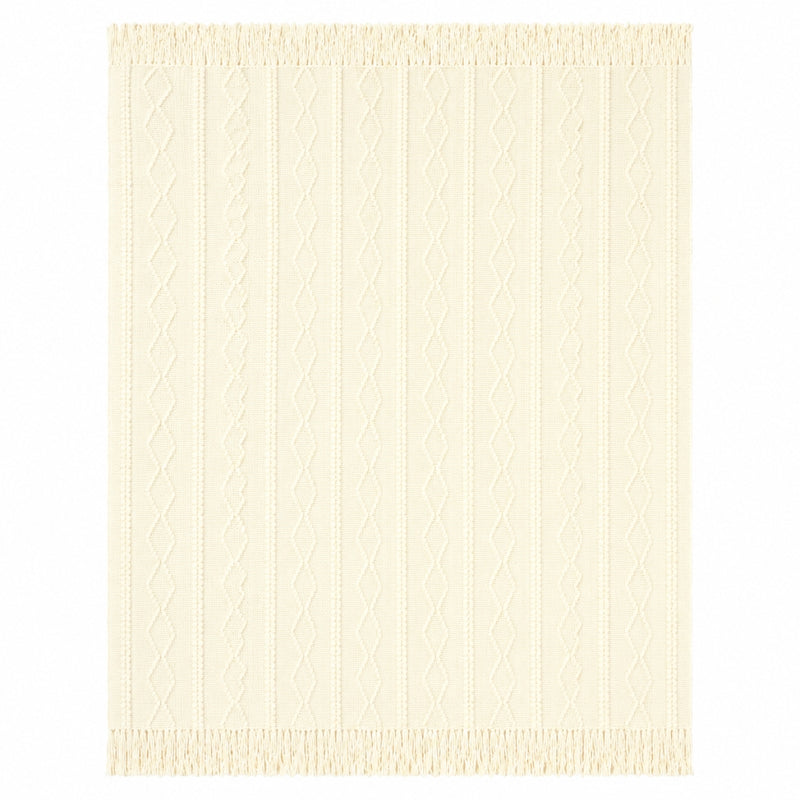 Anycozy White Faux Cashmere Throw Blanket – Diamond Knit Sofa Cover & Home Decor Accent